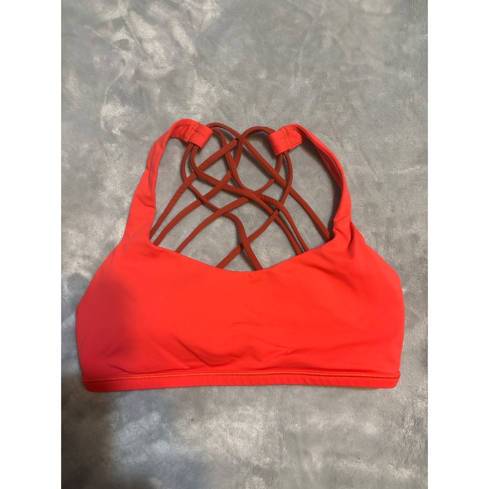 Lululemon Free To Be Wild Strappy Sports Bra Neon Coral Orange Size 4 W2731S